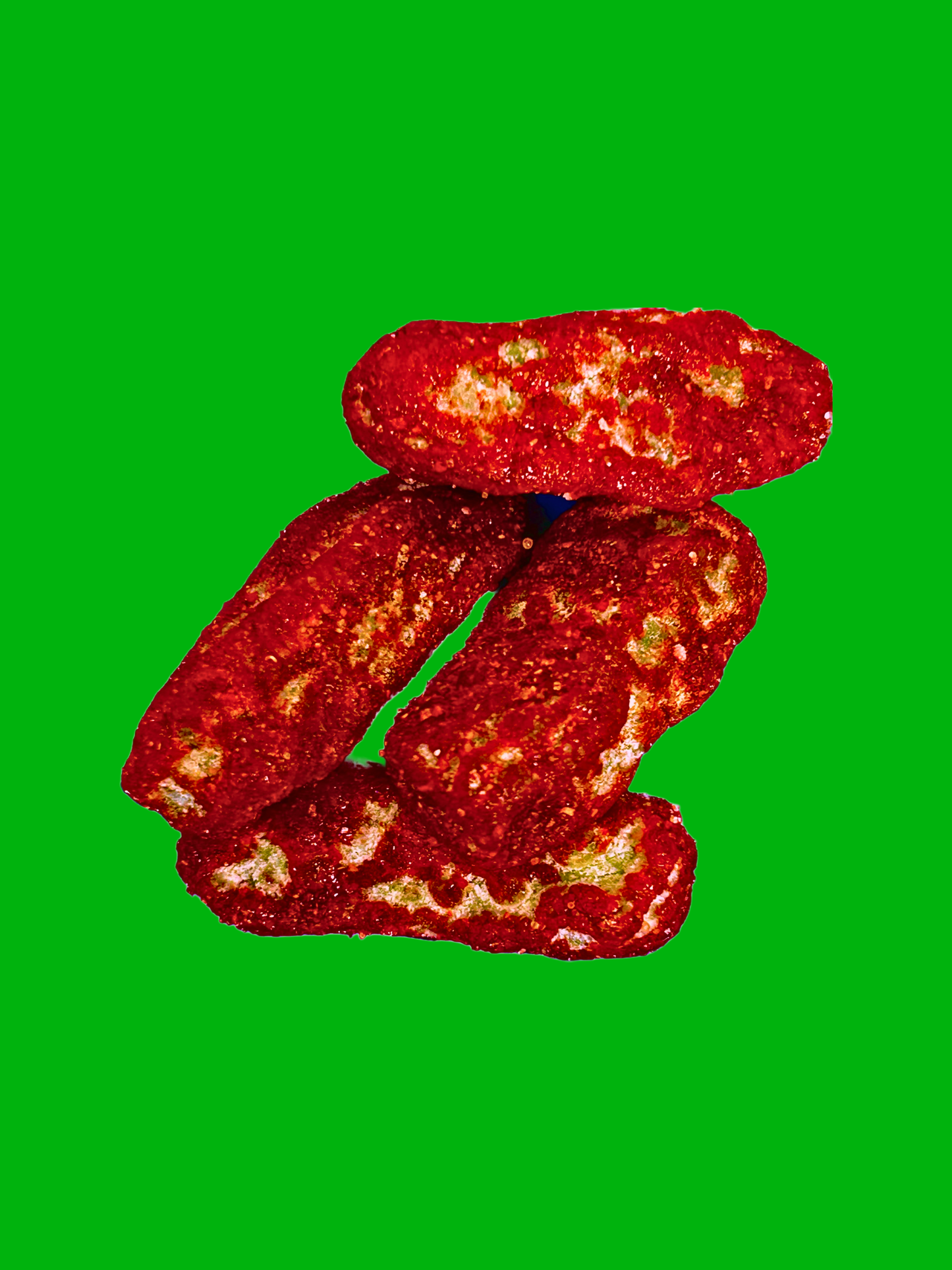 dill pickle shape gummies covered in chamoy and chili 