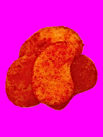 Gummies shape as mangoes covered in chamoy and chili 
